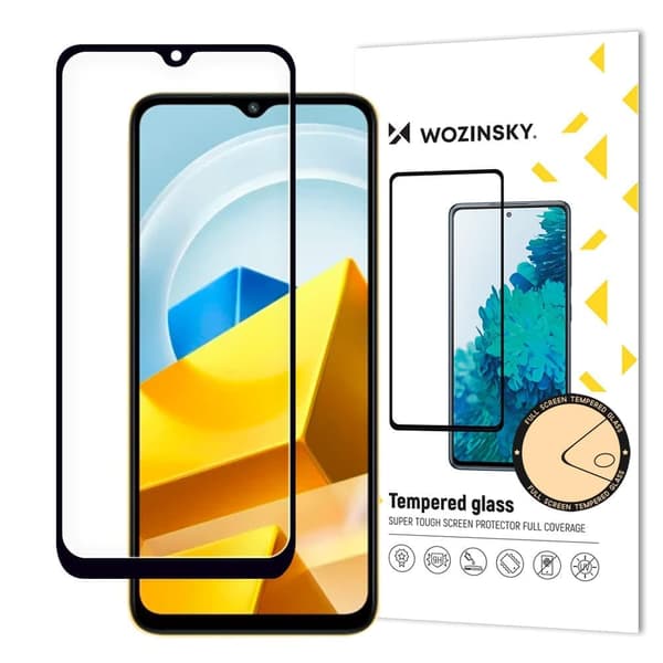 Wozinsky Full Glue Tempered Glass Xiaomi Poco M5 fullskjerm med svart ramme (kassevennlig)