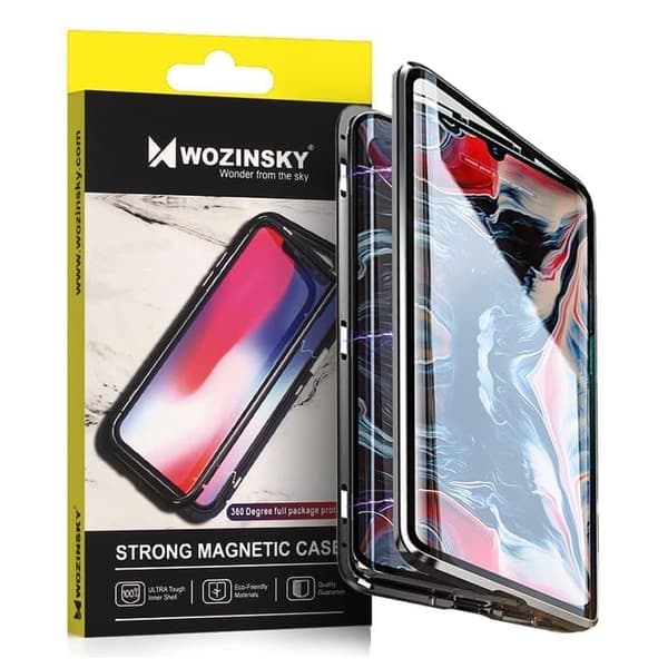 Wozinsky Full Magnetic Case Magnetic Case 360 ​​​​front- og bakdeksel med innebygd glass Vivo X60 svart og gjennomsiktig