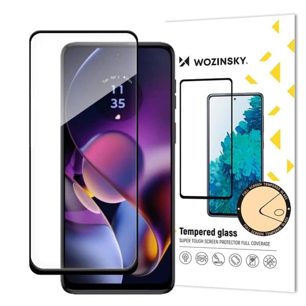 Wozinsky herdet glass hellim for Motorola Moto G54 fullskjermramme - svart
