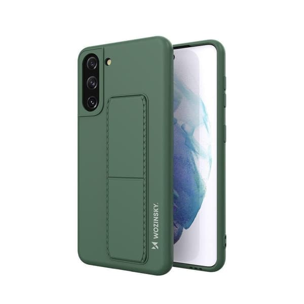 Wozinsky Kickstand Case Silikondeksel med stativ til Samsung Galaxy S21+ 5G Mørkegrønn