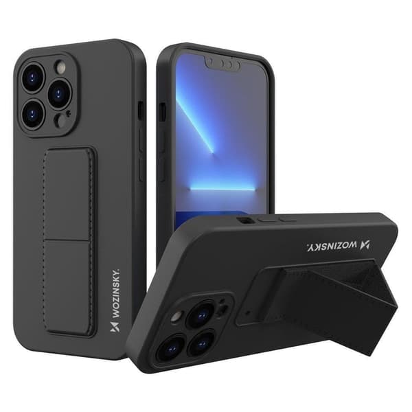 Wozinsky Kickstand Case silikondeksel med stativ for iPhone 13 mini svart