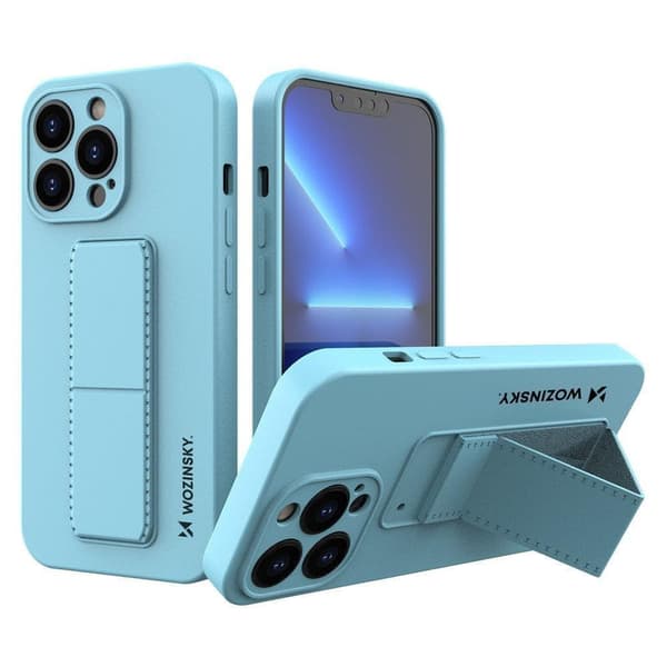 Wozinsky Kickstand Case silikondeksel med stativ for iPhone 13 Pro lyseblå
