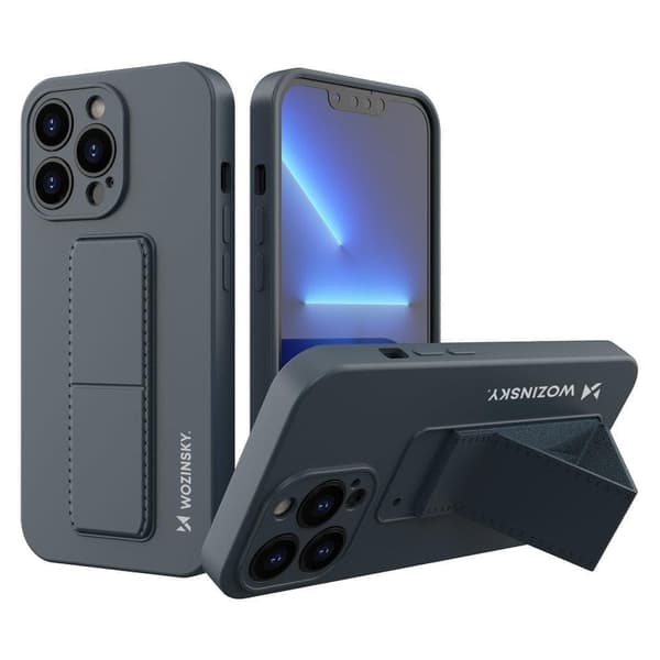 Wozinsky Kickstand Case silikondeksel med stativ for iPhone 13 Pro, mørkeblå