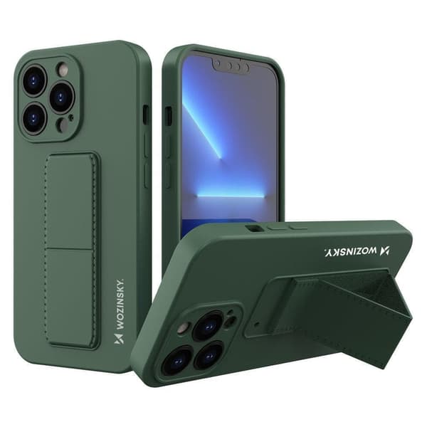 Wozinsky Kickstand Case silikondeksel med stativ til iPhone 13, mørkegrønn