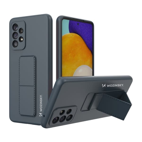 Wozinsky Kickstand Case silikondeksel med stativ for Samsung Galaxy A73 marineblå