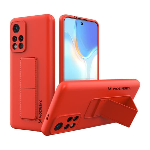 Wozinsky Kickstand Case Silikonetui med stativ for Xiaomi Poco M4 Pro 5G Red
