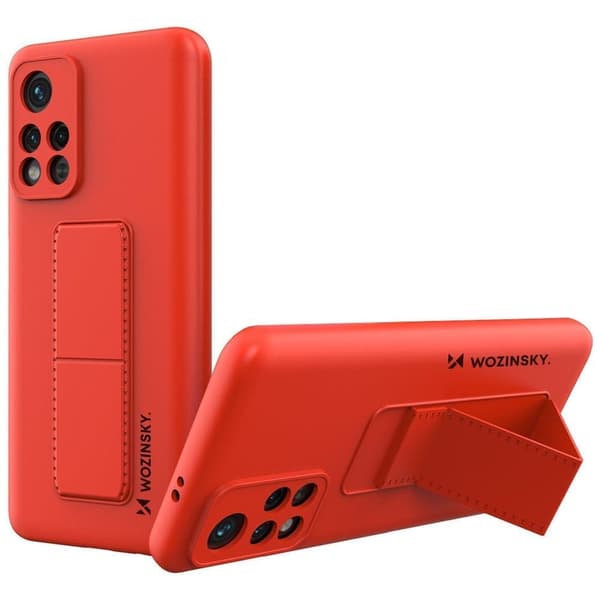 Wozinsky Kickstand Case silikonetui med stativ for Xiaomi Redmi 10 rød