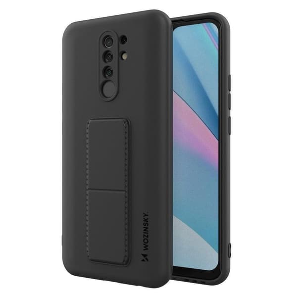 Wozinsky Kickstand Case silikonetui med stativ for Xiaomi Redmi 9 svart