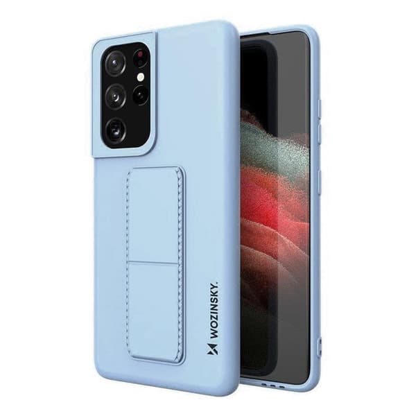 Wozinsky Kickstand-deksel Silikonstativdeksel til Samsung Galaxy S21 Ultra 5G Lyseblå