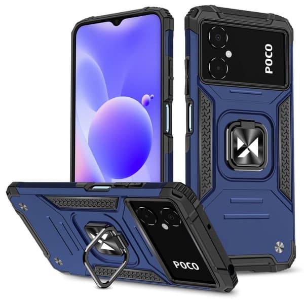 Wozinsky Ring Armor-deksel Xiaomi Redmi Note 11E / Redmi 10 5G / Redmi 10 Prime+ 5G / Poco M4 5G pansret deksel magnetisk holder ring blå