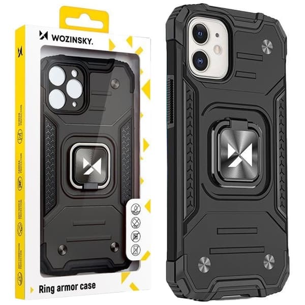 Wozinsky Ring Armor iPhone 14 Plus-deksel pansret hybriddeksel + magnetisk holder svart