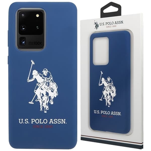 Saken med USA Polo Assn. Silikonkolleksjon for Samsung Galaxy S20 Ultra - mørkeblå