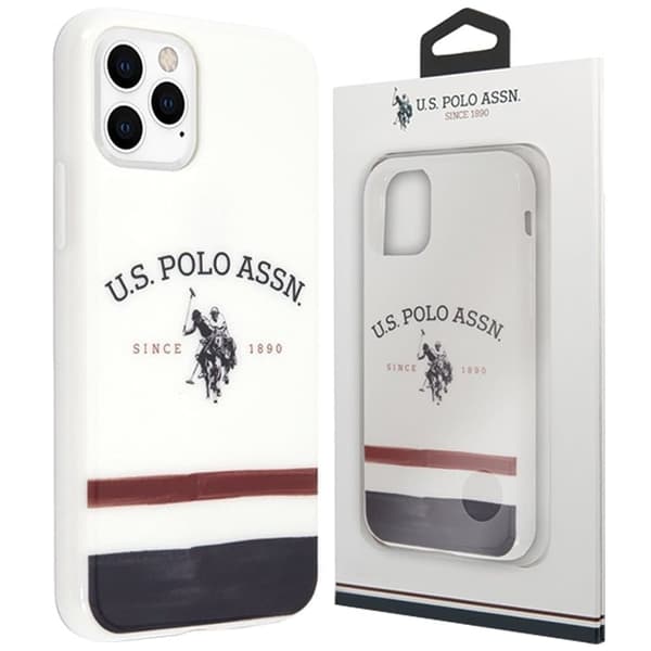 Saken med USA Polo Assn. Tricolor Pattern Collection for iPhone 11 Pro Max - Hvit