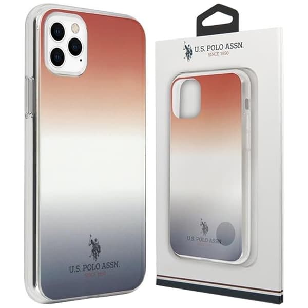 Saken med USA Polo Assn. Gradient Pattern Collection for iPhone 11 Pro Max - rød og blå
