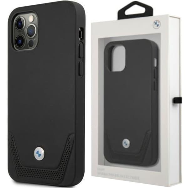 BMW BMHCP12LRSWPK iPhone 12 Pro Max 6.7 deksel svart/svart hardt deksel Perforert lær