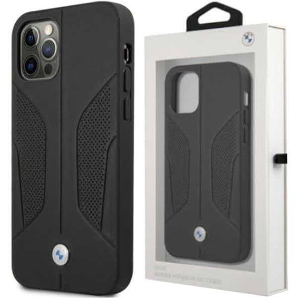 BMW BMHCP12LRSCSK deksel iPhone 12 Pro Max 6.7 svart/svart hardt deksel perforerte skinnsider