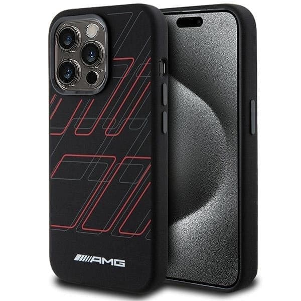 AMG Silicone Large Rhombuses Pattern MagSafe-deksel til iPhone 15 Pro - svart