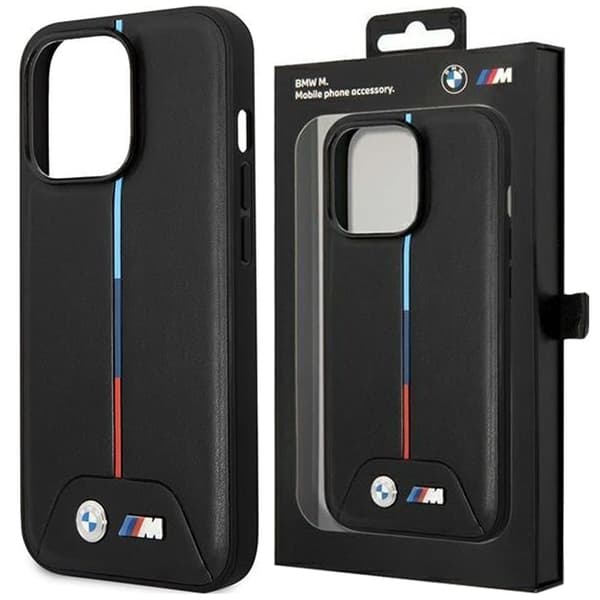 BMW vattert Tricolor MagSafe beskyttelsesdeksel til iPhone 15 Pro - svart