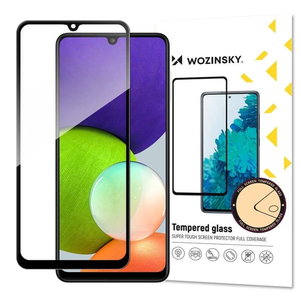 Wozinsky Super Slitesterk Full Lim Herdet Glass Full Skjermbeskytter og Frame Case Friendly for Samsung Galaxy A22 4G Black