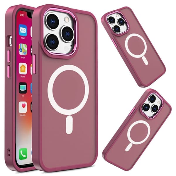 Magnetdeksel med MagSafe Color Matte deksel til iPhone 15 Plus - burgunder