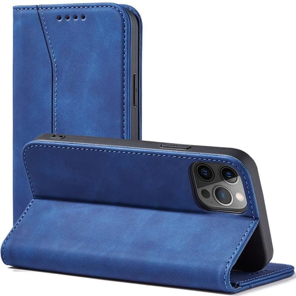 Magnet Fancy Case-deksel til iPhone 12 Pro-deksellommebok for kort? blå stativ