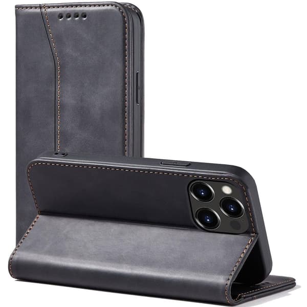 Magnet Fancy Case-deksel til iPhone 13 Pro-deksellommebok for kort? stå svart