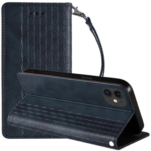 Magnet Strap Case for iPhone 13 mini lommebokbeskyttelse + mini lanyard anheng blå