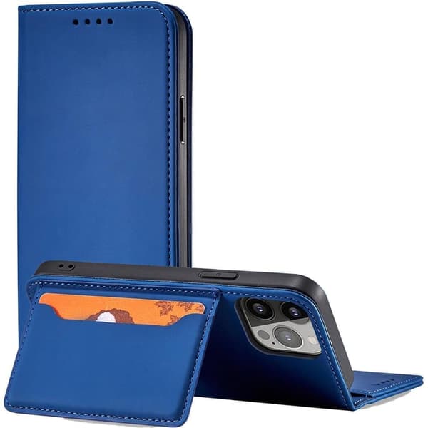 Magnet Card Case veske til iPhone 13 cover lommebok for kort? blå stativ