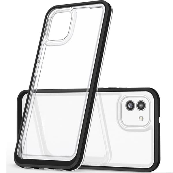 Klart 3-i-1 deksel til Samsung Galaxy A03 silikondeksel med ramme, svart