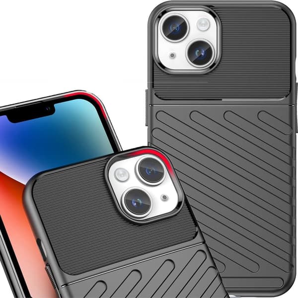 Thunder-deksel til iPhone 14 Plus, pansret deksel, svart