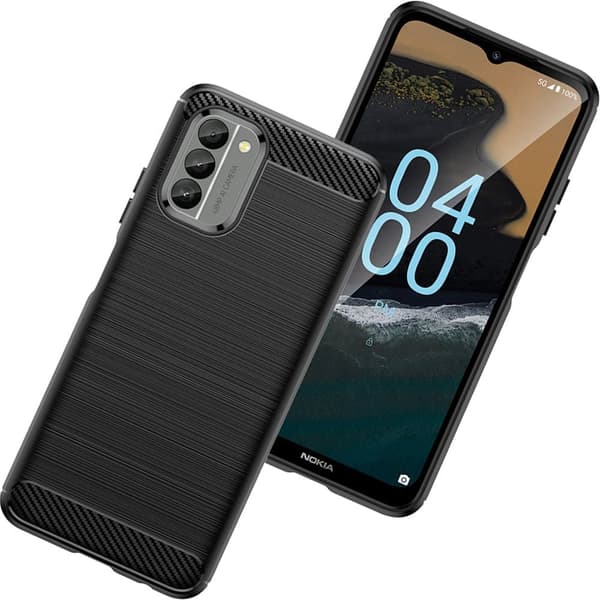 Carbon Case for Nokia G400 fleksibel silikon karbon veske svart