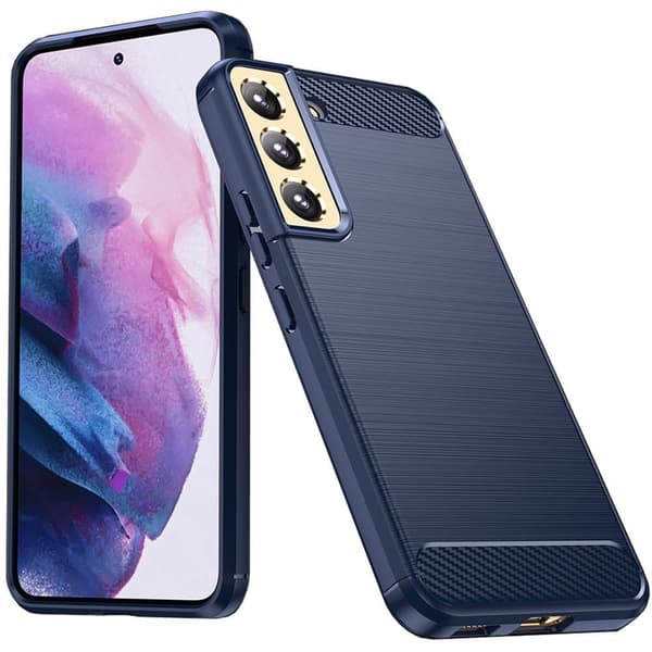 Karbondeksel til Samsung Galaxy S23, fleksibelt silikonkarbondeksel, blått
