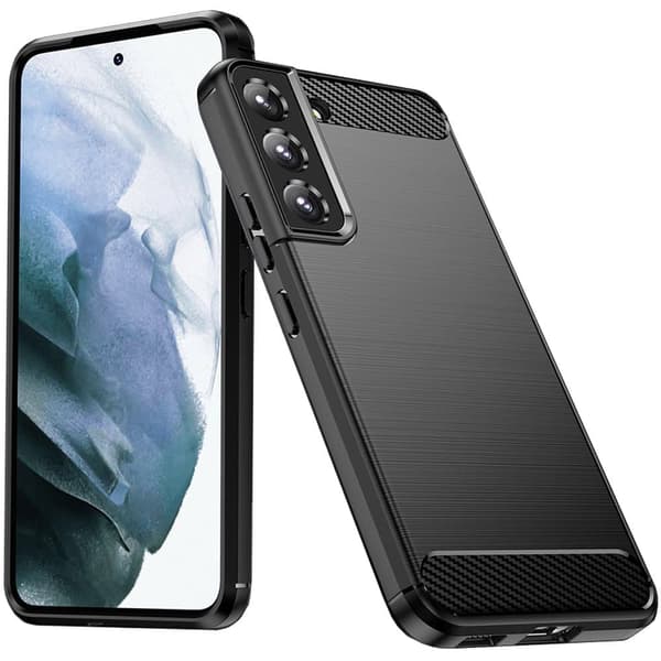 Karbondeksel til Samsung Galaxy S23, fleksibelt silikonkarbondeksel, svart