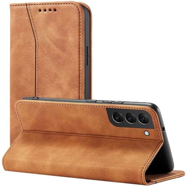 Magnet Fancy Case for Samsung Galaxy S23+ deksel med klaff lommebokholder brun