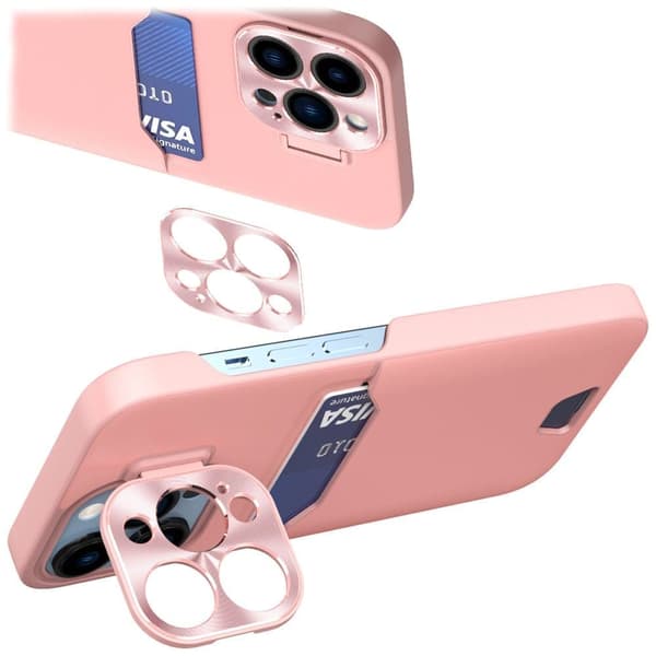 Skinnstativdeksel til Samsung Galaxy S23 Ultra kort lommebokbeskytter? med rosa stativ