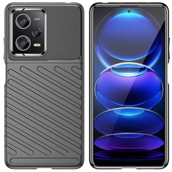 Thunder Case-deksel Xiaomi Redmi Note 12 Pro+ silikonpansret deksel, svart