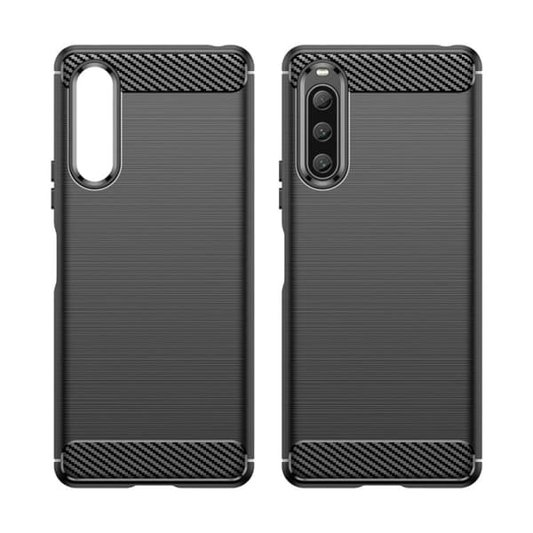 Carbon Case for Sony Xperia 10 V fleksibel silikon karbonbeskyttelse, svart