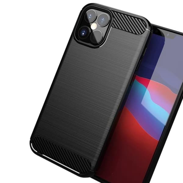 Carbon Case fleksibelt beskyttelsesdeksel for iPhone 12 Pro Max svart