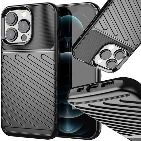 Thunder Case, fleksibelt pansret deksel, deksel til iPhone 13 Pro, svart