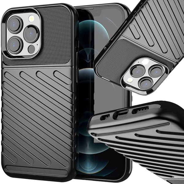Thunder Case, fleksibelt pansret deksel, deksel til iPhone 13 Pro, svart