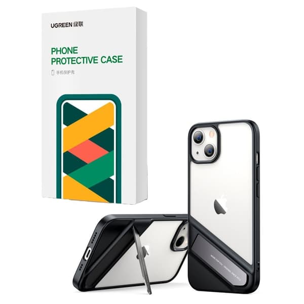 Ugreen Fusion Kickstand Case hardt deksel med gelramme og stativ for iPhone 13 svart (90152)