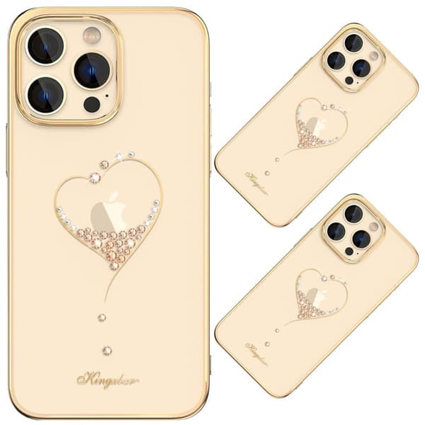 Kingxbar Wish Series iPhone 14 Plus-deksel dekorert med gullkrystaller