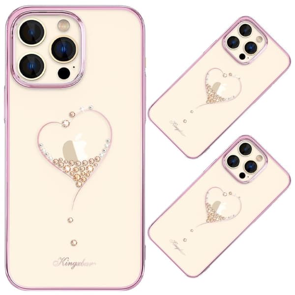 Kingxbar Wish Series iPhone 14 Pro Max-deksel, dekorert med rosa krystaller