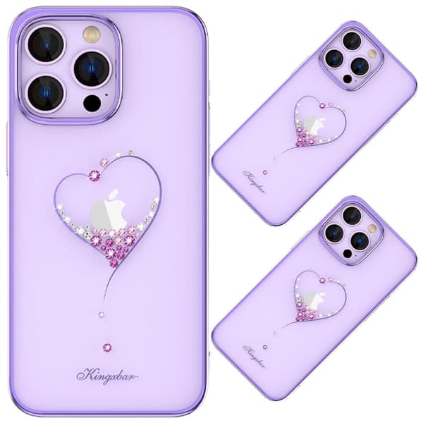 Kingxbar Wish Series iPhone 14 Plus-deksel dekorert med lilla krystaller