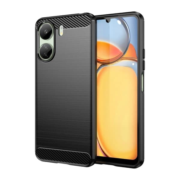 Carbon Case Xiaomi Redmi 13c fleksibelt silikon karbon deksel - svart