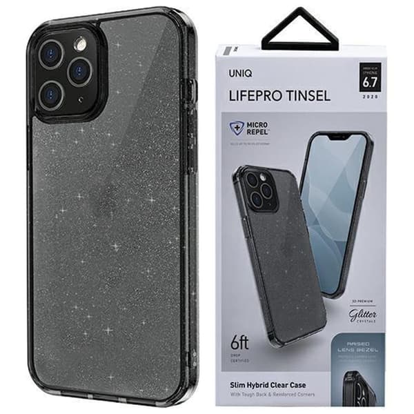 UNIQ LifePro Tinsel-deksel iPhone 12 Pro Max 6.7 svart/røyk