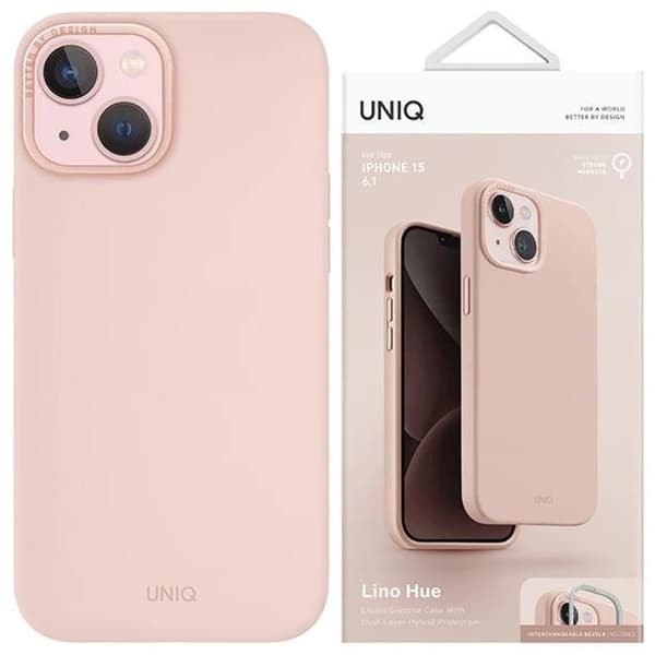 UNIQ Lino Hue Magclick ladedeksel til iPhone 15 - rosa