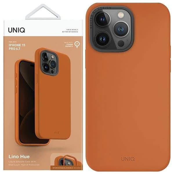 UNIQ Lino Hue iPhone 15 Pro 6.1-deksel Magclick Charging Orange/Sunset Orange