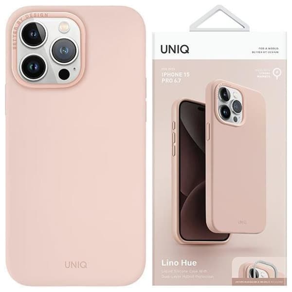 UNIQ Lino Hue iPhone 15 Pro 6.1-deksel Magclick Oppladbar rosa/rød