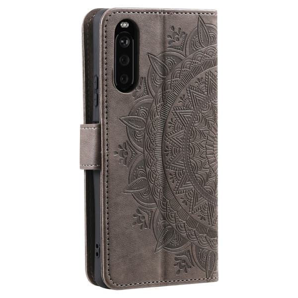 Sony Xperia 10 VI Mandala Läder Fodral Grå